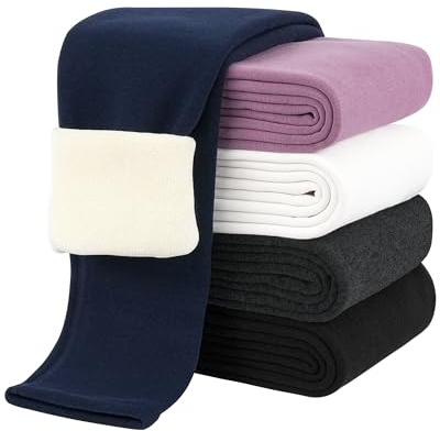 JOCMIC Girls Fleece Lined Thermal Leggings Winter Thick Warm Pants | 1 Pack Girls Full Sherpa Lined Leggings for 3-9 Years, Stretchy Winter Trousers, Daily School Outfit