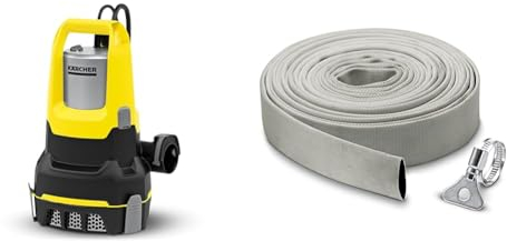 Kärcher SP 17.000 Flat Level Sensor flachsaugende Tauchpumpe & Gewebeschlauchset 1, 1/4 Zoll (10 m) mit flexiblem Gewebeschlauch