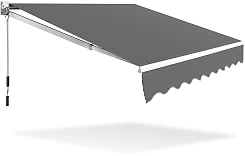 HOMASIS Tenda da Sole a Bracci Estensibili, Tenda Parasole con Protezione UV, Tenda da Balcone con Manovella, Angolo Regolabile da 40-100°, per Giardino e Terrazza (245x200cm, Grigio)