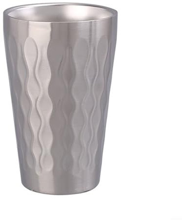 DAZZLEEX Edelstahlbecher, doppelwandig, isoliertes Design, wiederverwendbar, Metall-Bierbecher, stapelbare Trinkbecher (300 ml, Silber)