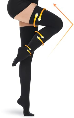 beister 15-20 mmHg Medical Compression Stockings with Dot Silicone Band, Closed Toe Thigh High Graduated Compression Socks for Women Men, Circulation Support Pressure Stockings for Varicose Veins, DVT