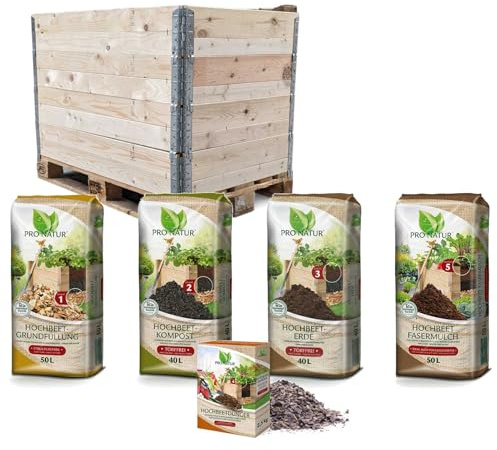Pro Natur Premium Hochbeet-Set Füllung + Aufbau 520 Liter 120x80x90 cm zum sofortigem aufstellen und gärtnern (Plus)