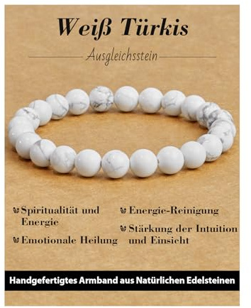 Landorilo Handgjord äkta natursten pärlor helande stenar armband, kvinnor män chakra pärlarmband, 8 mm rund ädelsten yoga armband, inklusive reservpärlor, 19cm, Sten, Agat