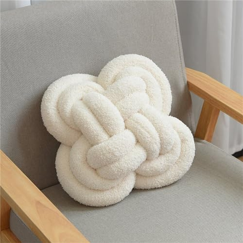 Ueiwffzo Knotenkissen 35 x 35 cm Sitzkissen Knot Pillow Plüschkissen, Stuhlkissen Deko Kissen für Sofa Stuhl Boden (Weiß)