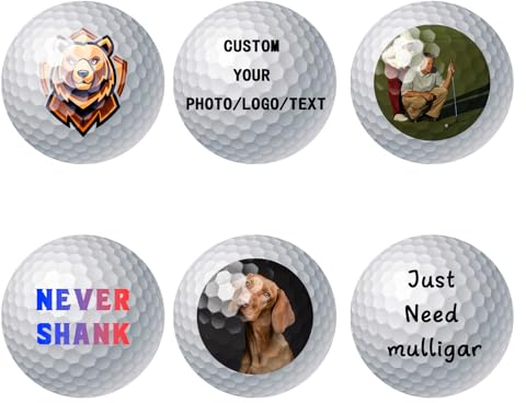 Golfbälle Golfball Personalisiert mit Foto/Logo/Text Golf Übungsbälle Zweischichtige Golf Bälle Golf Balls Golf Geschenke für Männer (1 Stück)