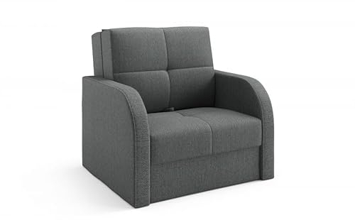 LIKMA Dunkelgrau 1 Sitzer Sofa mit Schlaffunktion Togo 105x90x100 cm Schlafcouch Komplett Montiert - Easy Clean Moderne Wohnzimmer Couch - Sofa mit Bettfunktion - Schlafsofa Stoff: Inari 96