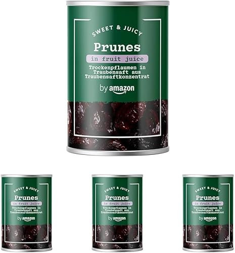 by Amazon Prunes In Fruit Juice, 425g (Pack of 4)