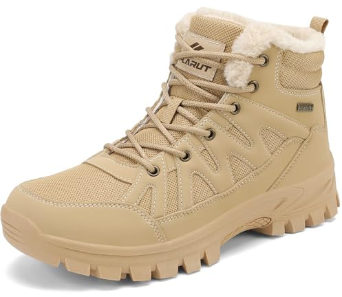 FLARUT Hommes Bottes d'hiver Doublure Chaude Bottes de Montagne de Neige Trekking Chaussures d'hiver Chaussures de Neige d'extérieur(kaki,46)
