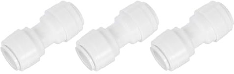 QUARKZMAN 3 Piezas Conectores de Empuje, 3/8 OD x 3/8 OD Conectores de Manguera de Aire Tubo y Manguera y Tubería Conexión Rápida Acoplamiento Recto de Plástico, Blanco (10-10mm)
