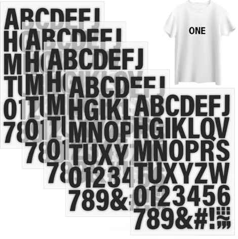 WUSJCOF 5 Hojas Letras y Números para Ropa, Letras de Vinilo, Letras de Transferencia de Calor con Alfabeto A-Z y Números 0-9 (5.1 cm) (Negro)