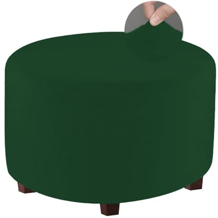FANSU Copri Pouf Rotondo Elasticizzato, Velluto Poggiapiedi Lavabile Copri Ottomano Copertura per Sgabello Pouf Poggiapiedi Fodere per Sgabello per Soggiorno (Verde Scuro,M)