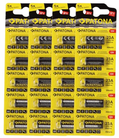 PATONA 20 pilas especiales MN21 de 12 V 23 A 23 GA MN21 para abridores de puertas de garaje, mandos a distancia, sistemas de alarma, auriculares Bluetooth, etc. Compatible con MN21, V23GA, 3LR50