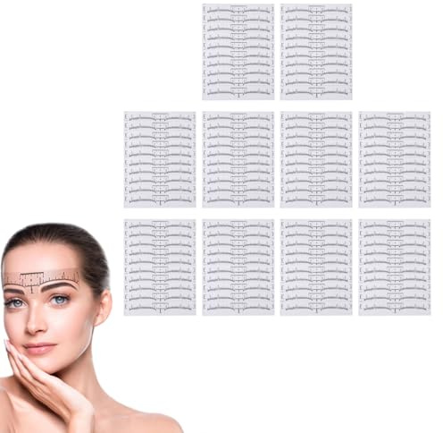 OHREN Paquete de 100 reglas para cejas desechables,plantillas y adhesivos para microblading,henna,micropigmentacion,cuchilla y herramienta de modelado,con 1 caja de 10 m de tinta de mapeo premium