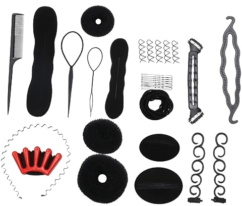 SAFIGLE 42stücke Haaraccessoires Kunststoff Flechtwerkzeuge für Damen und Mädchen Diy-haarstyling-werkzeuge Haarschmuck Schwarz Nützliche Pflegeaccessoires