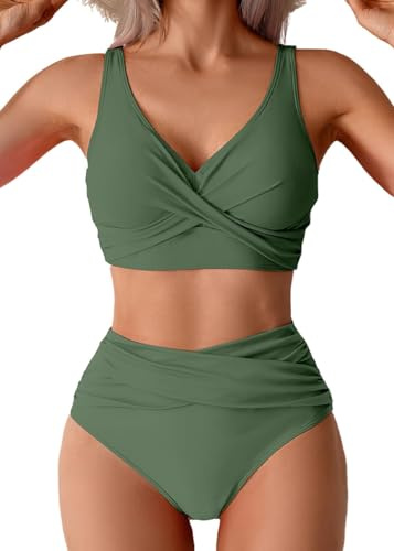 Sangdut Bikini Damen Set Push up High Waist Sexy Triangel Breites Unterbrustband Mit Cups Zweiteiliger Badeanzug Bademode Swimsuits