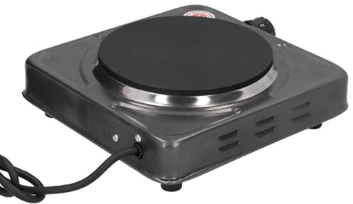 1000W Stainless Steel Portable Single Burner Hotplate with 1-5 Gear Heating, 90cm Cable, Compact & Electric Cooktop for Home & Office Use