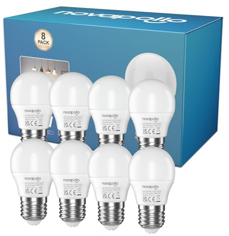 novapollo E27 Screw Bulb, 4.2W 470LM (40W Equivalent), Warm White 2700K, Energy Saving E27 Bulb, Screw in Light Bulb Non-Dimmable, High CRI for Home & Commercial UK CA Certified Pack of 8