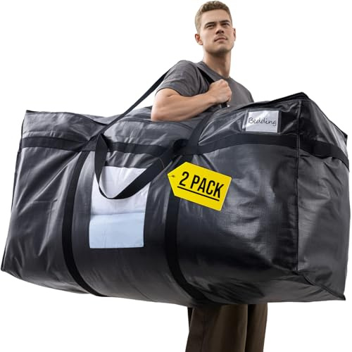 TAILI Borsa Jumbo Extra Large per Traslochi, Confezione da 2, Nero | Con cerniera resistente, per vestiti, biancheria da letto, piumoni e trapunte, grande capacità