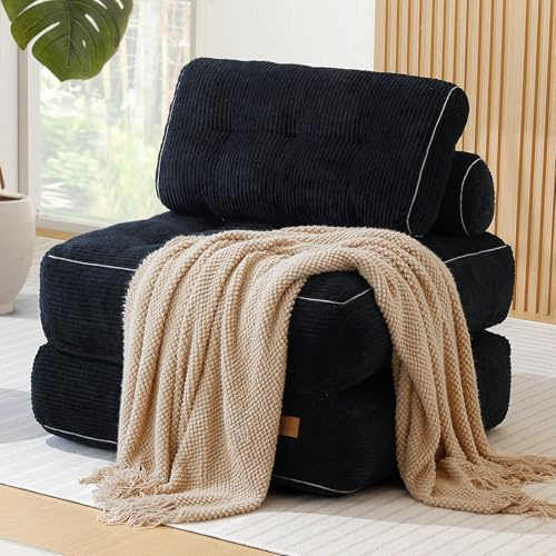 UODERS Sofá cama 3 en 1 – Sofá cama plegable para espacios pequeños, cama de invitados y sillón de salón, espuma de alta densidad, tela moderna, muebles de salón compactos, color negro