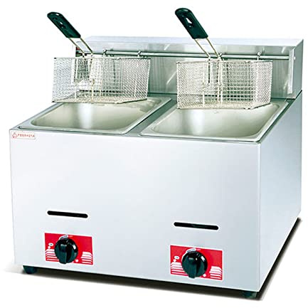 Friteuse à gaz professionnelle pour restaurant commercial, friteuse au propane monocylindre/double cylindre en acier inoxydable - Table de cuisson extérieure avec panier à friture, poulet et