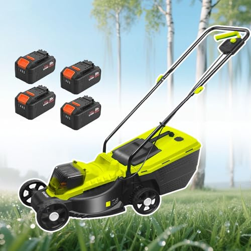 Tondeuse à gazon électrique sans fil avec récupérateur d'herbe, hauteur de coupe réglable, chargeur rapide pour un entretien facile du jardin