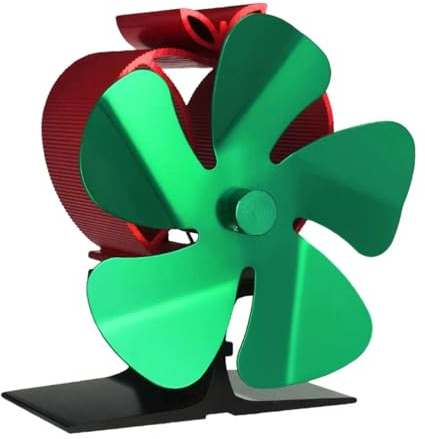YFDGD Ventilateur Brûleur Bûches Mini Ventilateur De Poêle À Chaleur 5 Pales, Petit Cheminée, Brûleur Bois, Vert, Écologique, Chaud Et Silencieux, Décoration Noël, Hiver(Stove Fan)