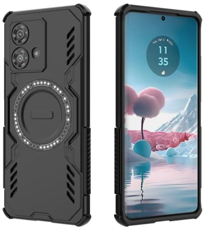 HULLIN Funda Móvil Diseño para Motorola Moto Edge 40 Neo (6.55 Inches), Carcasa Antigolpes Armadura con Anillo Magnético - Negro