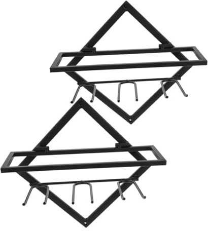LALADEFIEE 2pcs Foldable Wall Mounted Wine Holder Rack Metal Glassware Organizer for Bottles and Stemware Space-saving Black Display Shelf for Kitchen Dining