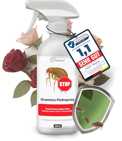 Oramics Flohspray für Wohnung & Möbel – Effektives Umgebungsspray gegen Flöhe, Zecken & Milben – Langzeit Ungezieferspray & Flohmittel für Katzen- & Hunde-Zubehör (Sofortwirkung)
