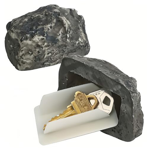 Fake Rock Key Safe Outdoor, Key Hiders Outside – Camouflaged Outdoor Key Safe for Garage, Car, Travel & Home, Weatherproof Key Hider with Secure Lock