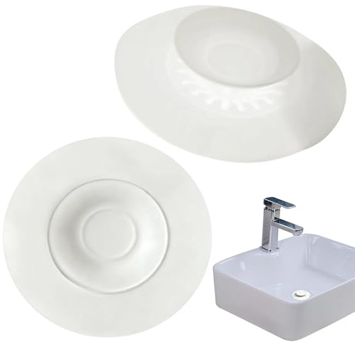 Universal Silicone Drain Plug - Washbasin Plug and Bathtub Plug with Press and Hair Strainer Function - Practical Drain Strainer for Washbasins, Bathtubs and Sinks, 2 Pieces