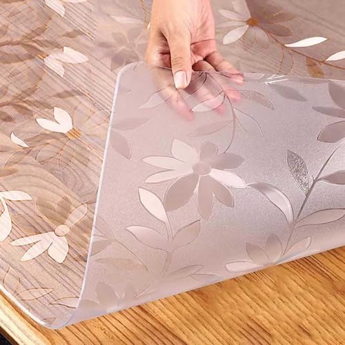 ZBXXSC Tischfolie transparent mit Muster Tischdecke PVC Transparente Wasserdicht Hitzebeständig Kratzfest Tischdecke für Hochglanz und Glastische Esstisch (1.5mm,70×140cm)