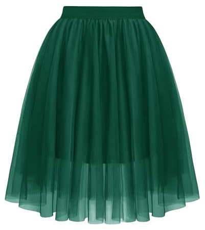 Wikoan Jupe en Tulle Femme Adulte Jupe Tutu Taille Elastique 2 Couches Danse Jupes Tutu pour Fête d'halloween et Carnaval Daily Prom Party