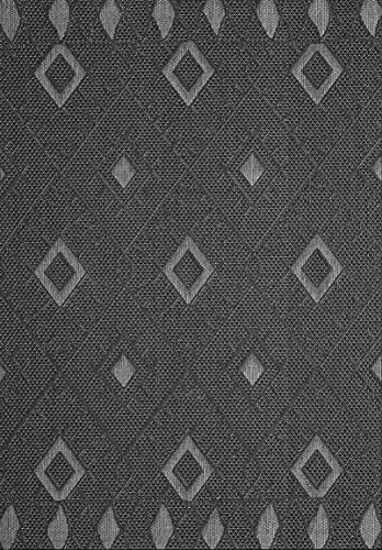 VIMODA Teppich In- & Outdoor Wetterfest – Balkon Terrasse Garten, Wohnzimmer & Küche -Waschbar,Farbe:Anthrazit;Size:120x160 cm