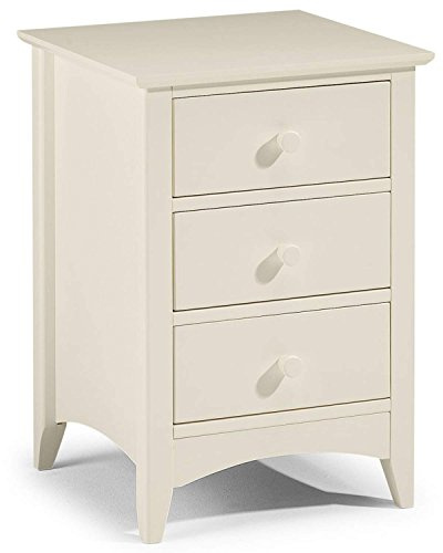 Julian Bowen Cameo Bedside Table, 3 Drawer, White - H63 x W43 x D43cm | Shaker Style Nightstand for Bedroom, 3 Soft-Close Drawers, Traditional Design, Solid Pine Frame, Practical Storage End Table
