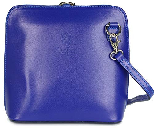 Belli italienische Ledertasche Damen Umhängetasche klein Handtasche Schultertasche Abendtasche in royalblau - 17x16,5x8,5 cm (B x H x T)