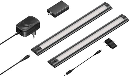 ledscom.de Smarte LED Unterbau-Leuchte SIRIS schwarz matt, WLAN-Controller flach,Smart-Home, Alexa-fähig, je 30cm, je 368lm, warmweiß, 2er Set