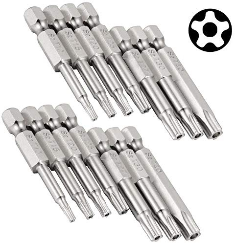Gasea 7pcs(2set) Puntas de Seguridad Destornillador Estrella,Vástago Magnético de Puntas de Destornillador Torx,Tornillos Torx 50 mm Largo Extensión Vástago