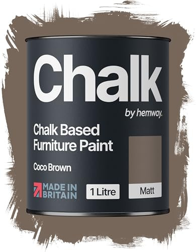 Hemway Chalk Based Furniture Paint, Coco Brown 1L, Matt Finish | Shabby Chic, Chalk Paint Furniture & Walls, Quick Dry & 1 Coat