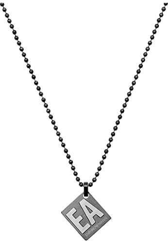 EMPORIO ARMANI Halskette Für Männer Essential, Länge: 525mm / Größe Anhänger: 18mm X 16mm X 2mm Gunmetal Edelstahl Halskette, EGS2754060