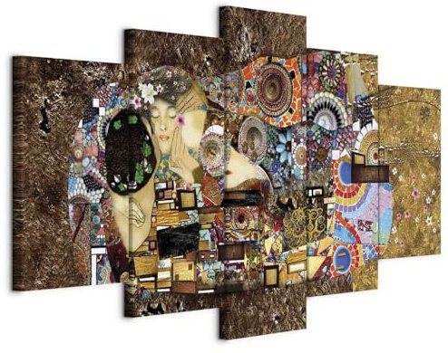 murando - Quadro Materico Premium 200x100 cm 5 Pezzi - Stampa su Tela con Struttura - Effetto Dipinto XXL Grande - Quadri Moderni Componibili Camera da Letto Matrimoniale - Bacio Mosaico l-A-0060-b-m