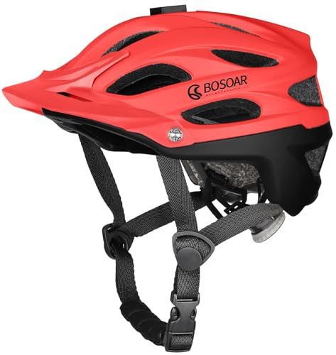 Bosoar Mountain Bike Helmet,Adult Cycling Helmet with Camera Mount and Detachable Visor for Men Women Youth,Suggested Fit 55-61 Cm