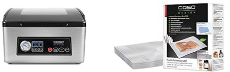 Caso 1418 VacuChef 70 - Kammervakuumierer aus Edelstahl, starke Vakuumpumpe 70 Liter/Minute & 1219 Profi- Folienbeutel 20x30 cm / 50 Beutel, für alle Balken Vakuumierer, BPA-frei