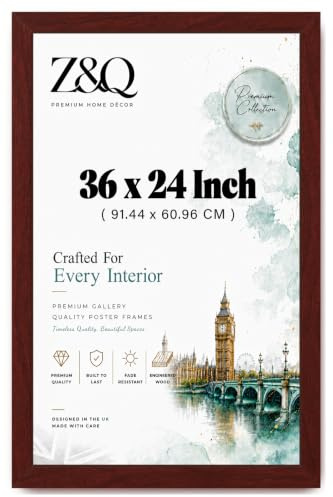 Z&Q Wall Poster Frame Large Poster Sized Frame Wall Mount for Pictures Photos Paintings with Plexiglass Front Vertical Horizontal both Ways Hanging (61cm x 91.5cm, Black)