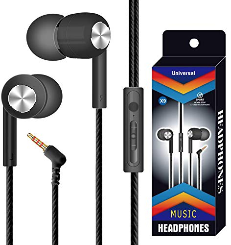 Rtinle In-Ear Headset, Sports Headphones, Magnetic, Sweat Resistant, Sound Insulation, High Definition, Powerful Bass, 3.5mm Jack Port (Black)