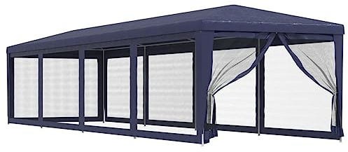 vidaXL Carpa para Fiestas con 10 Paredes de Malla, Cenador para Fiestas Bodas, Toldo Resistente al Agua, Carpa de Jardín Terraza, HDPE Azul
