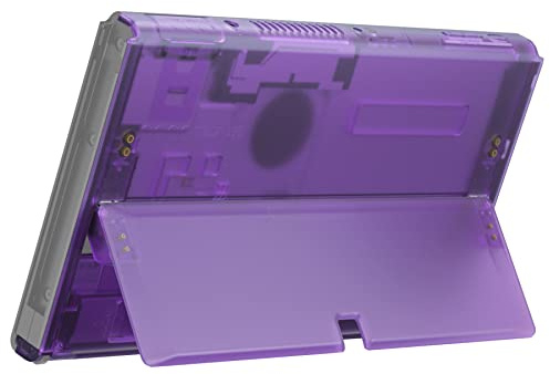 eXtremeRate Backplate Case für Nintendo Switch OLED Console, DIY-Ersatz Rücken Hülle Gehäuse&Lautstärke/Power Buttons&Kickstand Shell Set für Switch OLED Konsole-Transparent Lila