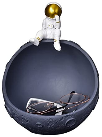 YCKEGEW Leere Tasche Flur Schreibtisch-Aufbewahrung,Schlüssel Brieftaschen Handys Catchall Tray Astronaut Dekorative Ornamente,Key Bowl Für Eingangstisch (Color : Dark Grayy)