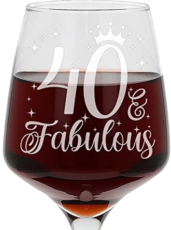 Always Looking Good 40th Birthday Gift - Large 400ml Etched Wine Glass Present for Women, Elegant Stemmed Laser Engraved