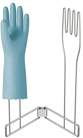 KORRTFID Kitchen Glove Holder,Stainless Steel Kitchen Vertical Glove Support Multi-Purpose Glove Drain Rack,Collapsible Glove Drying Stand,Rubber Glove Drying Rack,Mitten Drying Rack(Small)